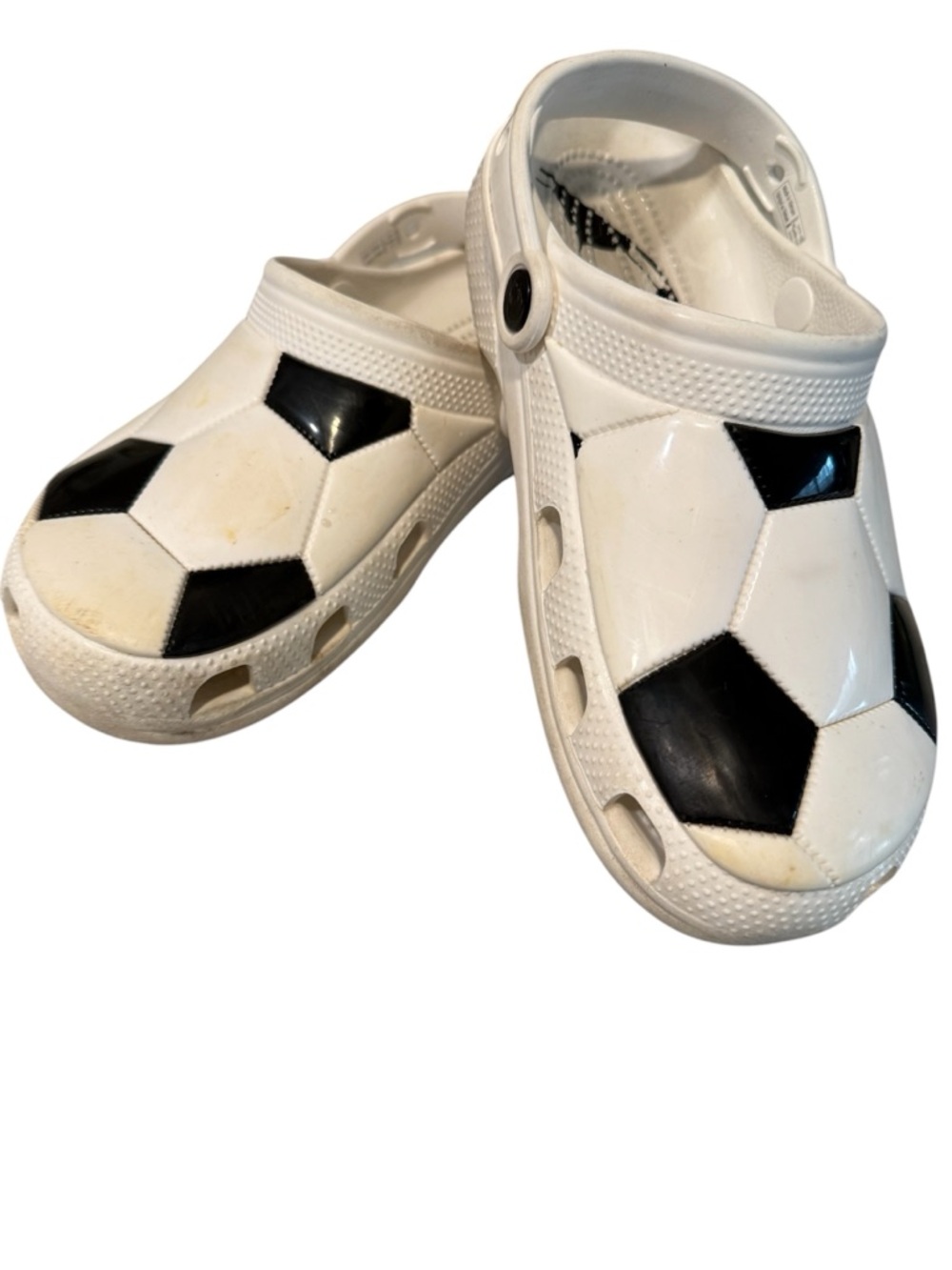 CLEARANCE Kids White & Black Soccer Croc Shoes Size 4